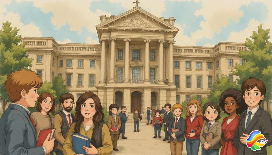 Vielfältige Schülergruppe arbeitet mit modernen digitalen Geräten in einem inklusiven deutschen Klassenzimmer mit Fokus auf Technologie und Zusammenarbeit - www.myrty.eu